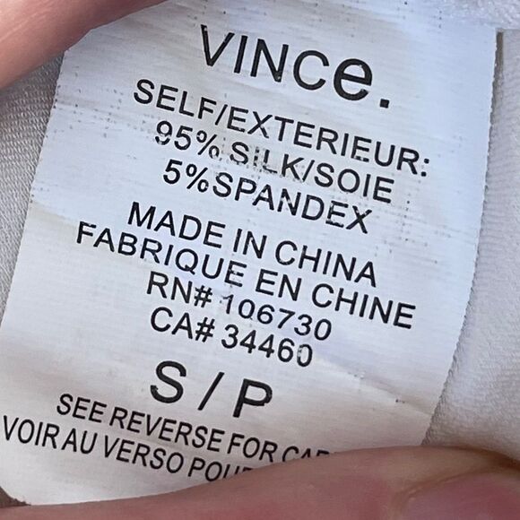 Vince Ivory Silk/Spandex Banded Collar Shell Top Sz S - Picture 4 of 8